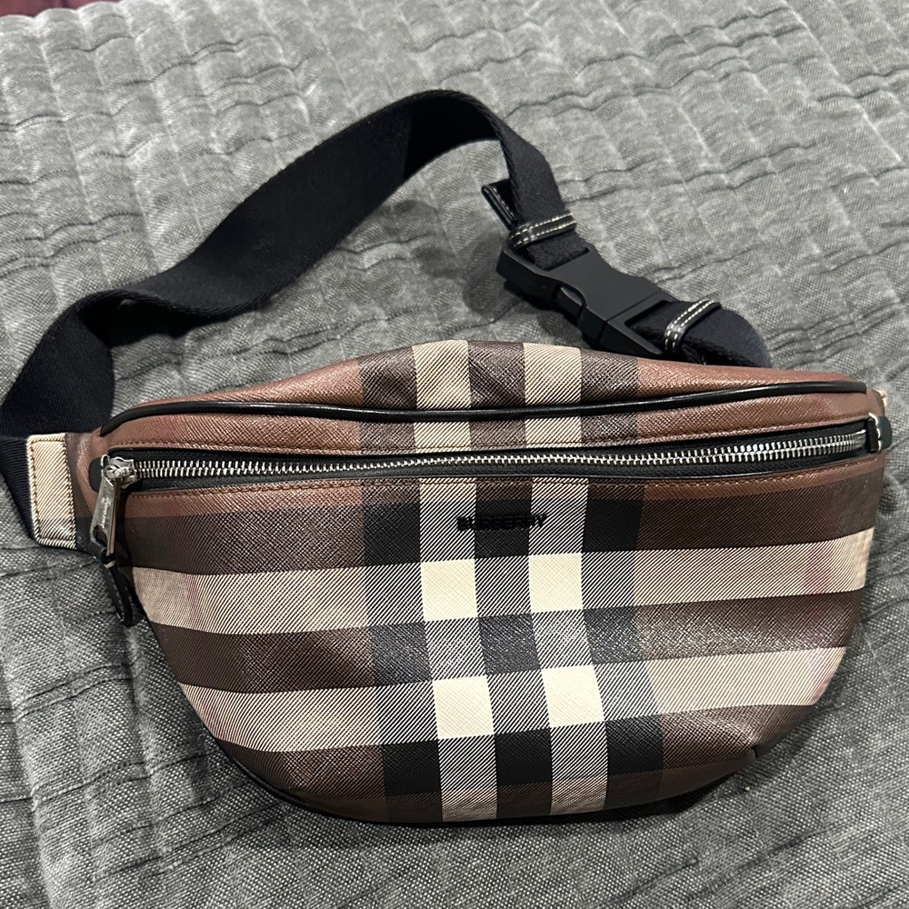 Burberry Checkered Brown Belt Bag